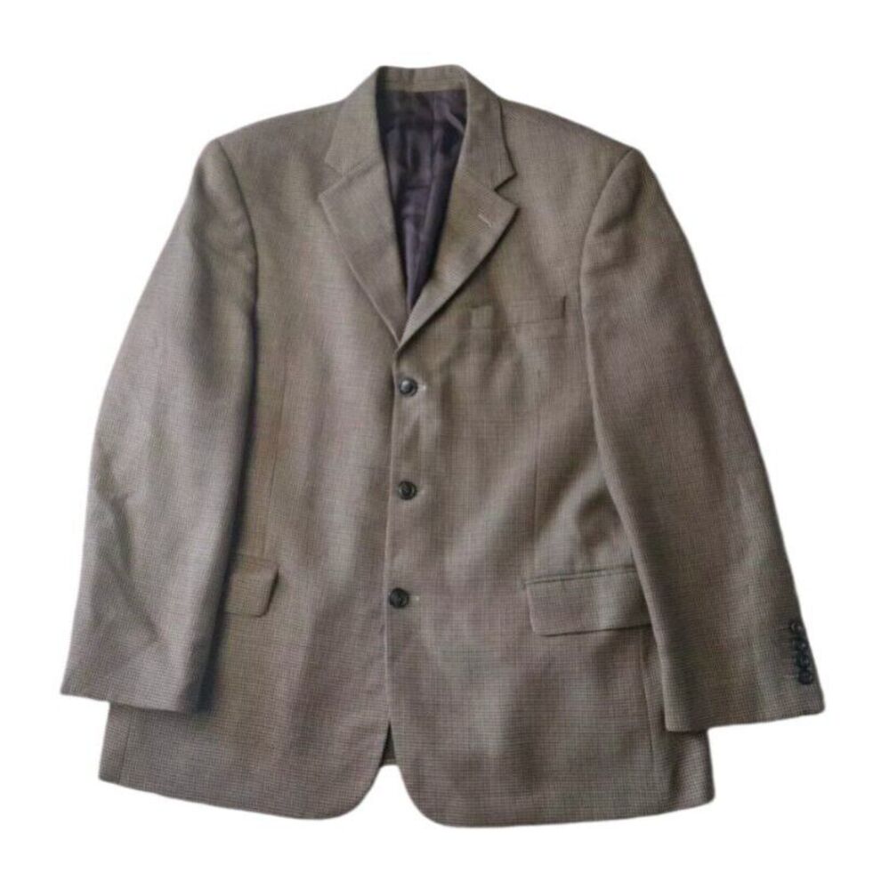 Yves Saint Laurent Jacket Blazer Men 44R Brown Black 3 Button Double Vent Wool